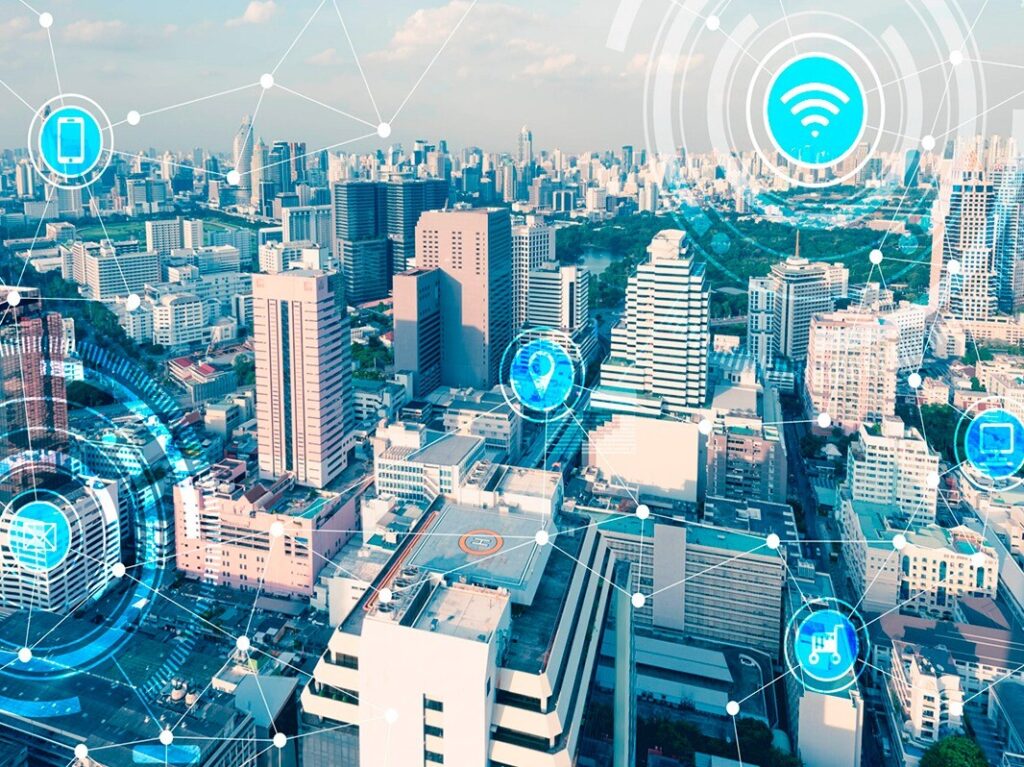 Ciudad interconectada con tecnología inalámbrica